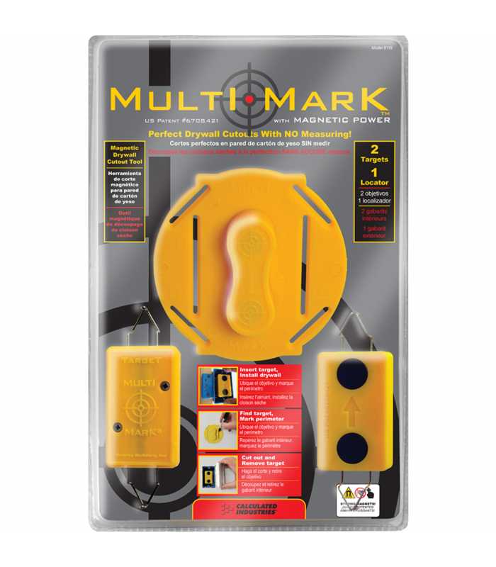 Calculated Industries Multi Mark [8115] Magnetic Drywall Cutout Tool for Rectangular, Round and Octagonal Boxes